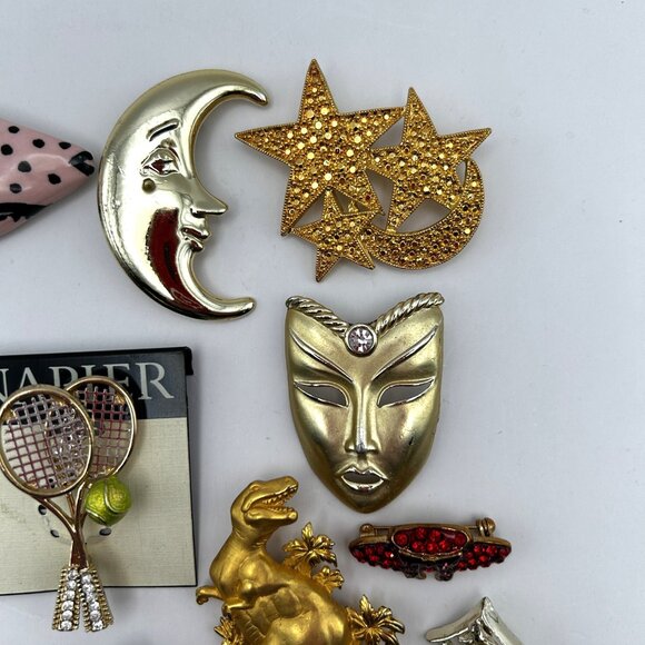 Vintage & Modern Brooch 14 Piece Lot Celestial Animal Rhinestone Enamel Napier - Picture 5 of 12